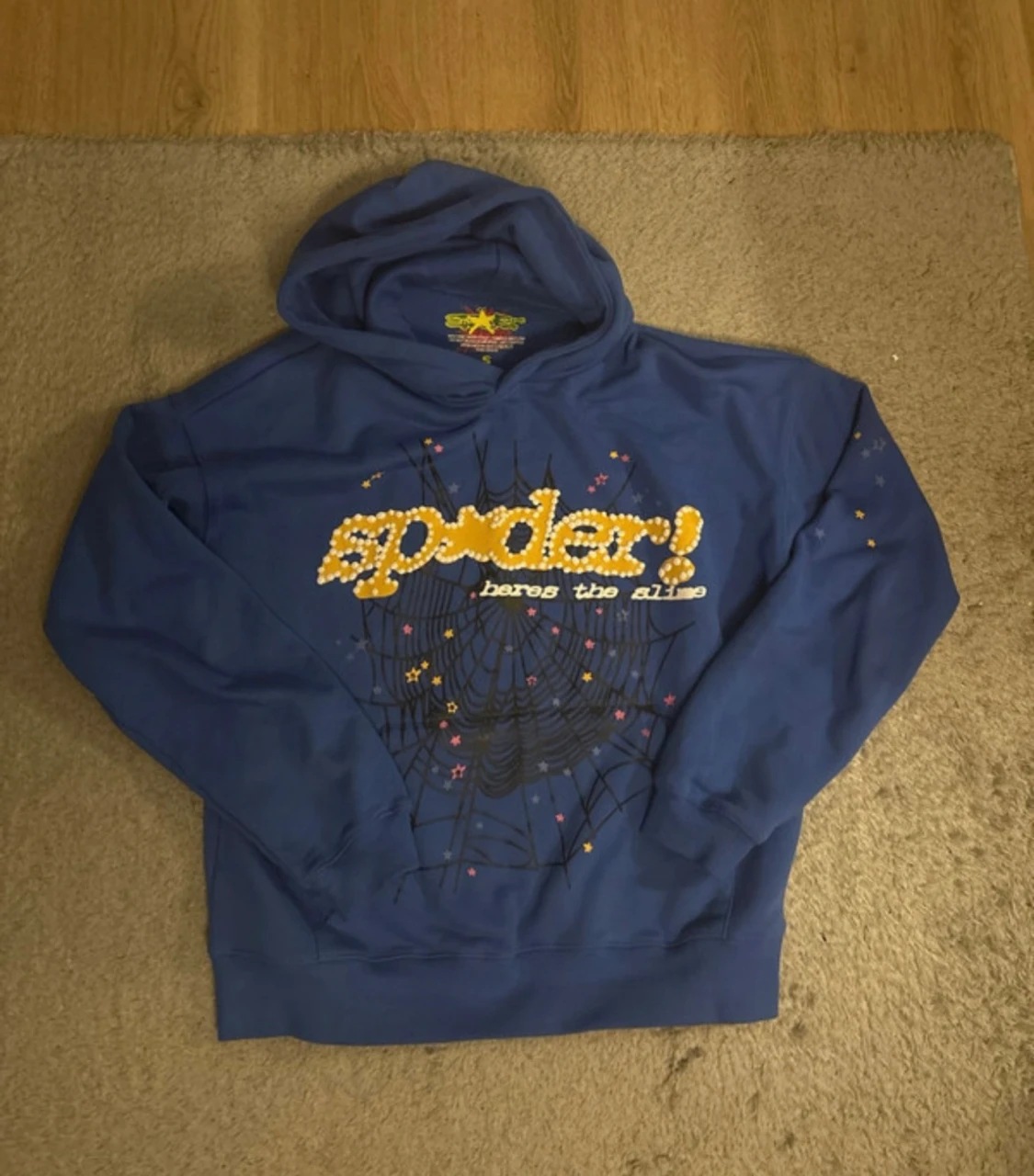 Blå hoodie från Spider med tryck