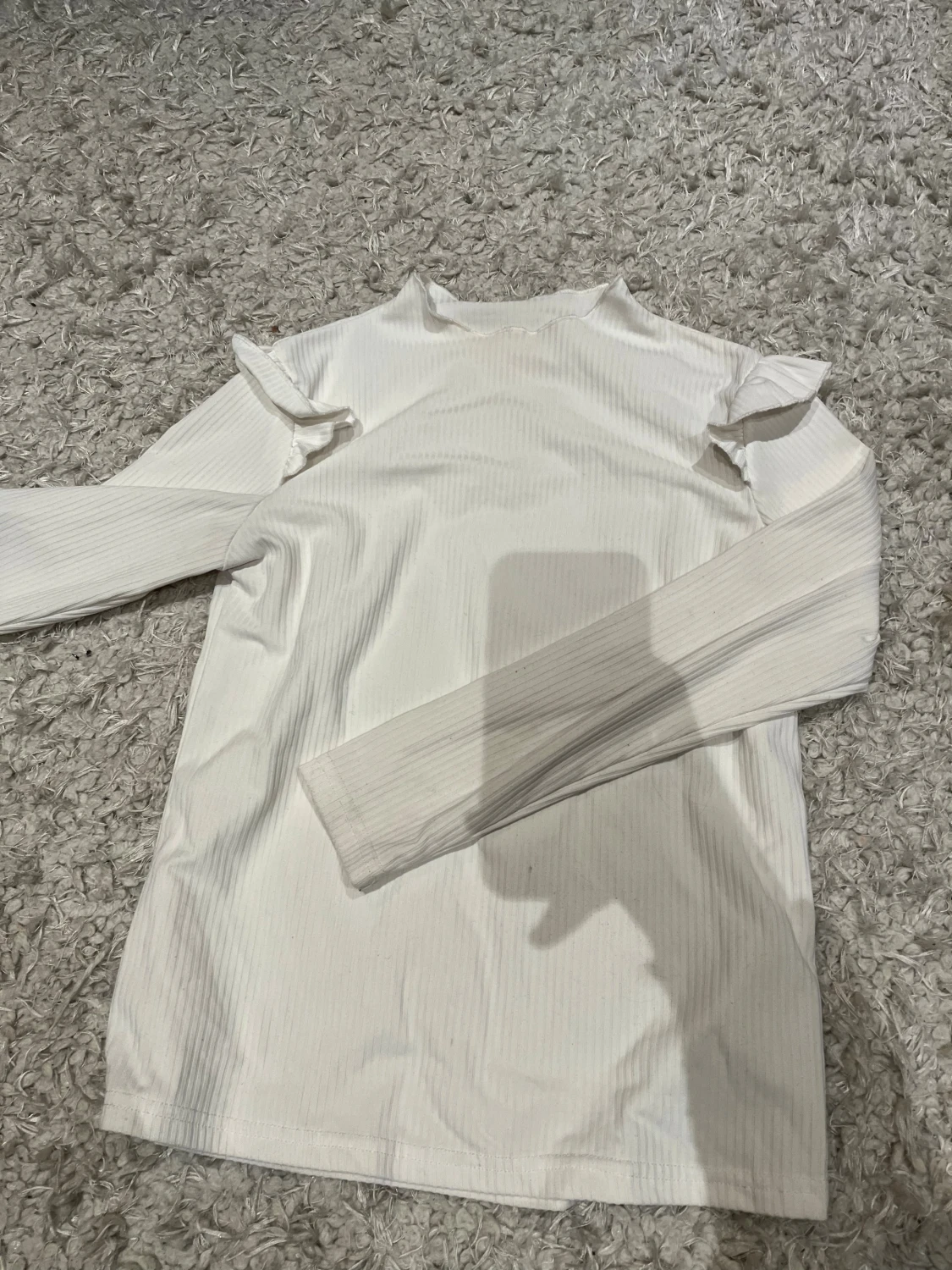 Vit ribbad långärmad tröja Shein