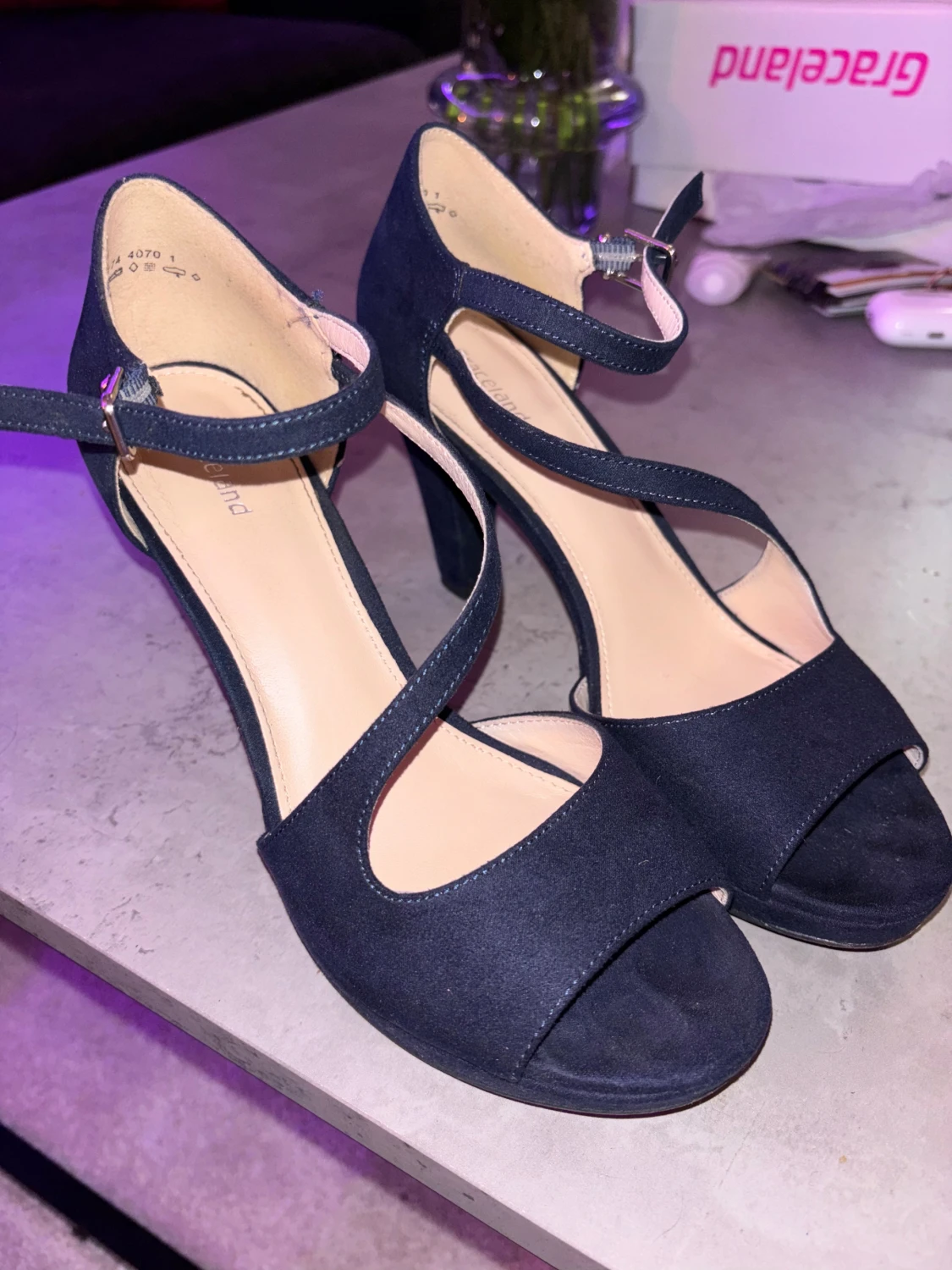 Mörkblå klackade sandaler Graceland - 3