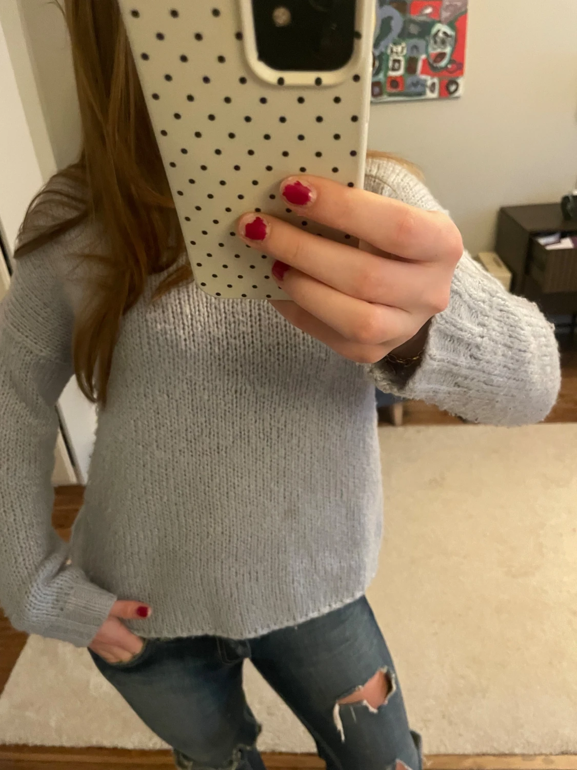 Ljusblå stickad tröja  - 1