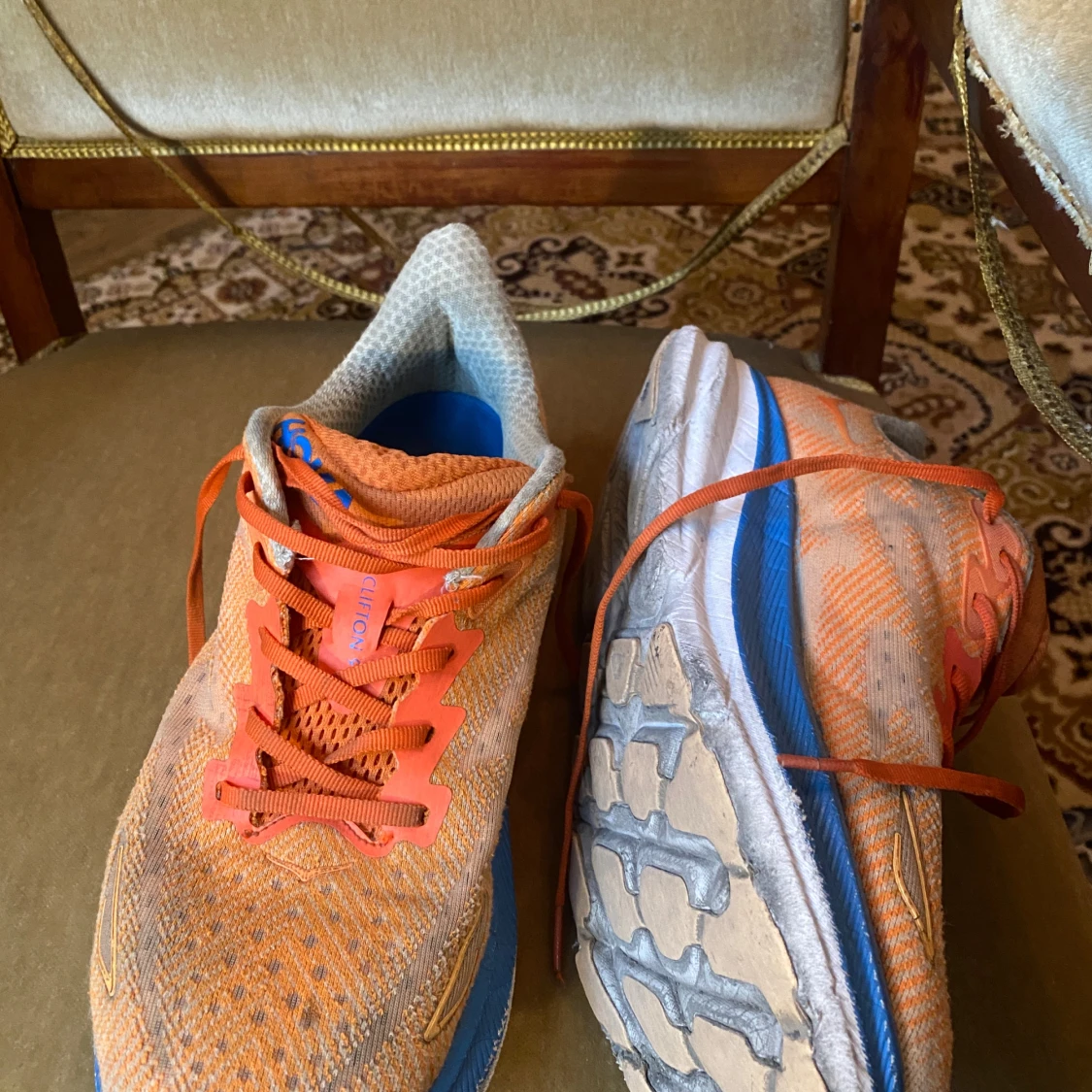 Hoka Clifton 9 orange/blå sneakers - 1