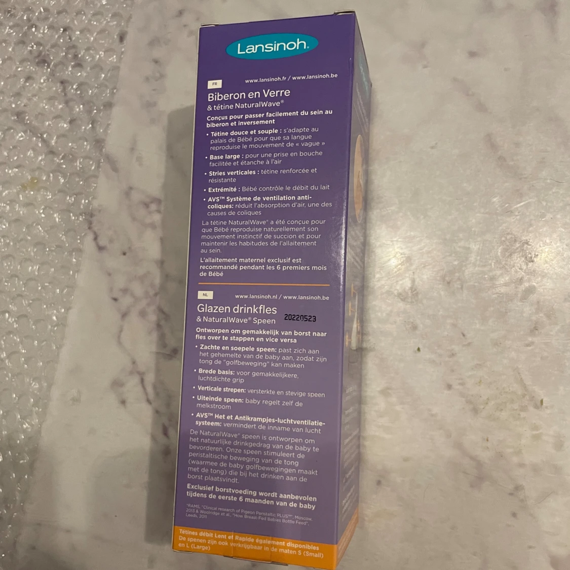 Lansinoh Glas Weithalsflasche & NaturalWave Sauger 240ml - 3