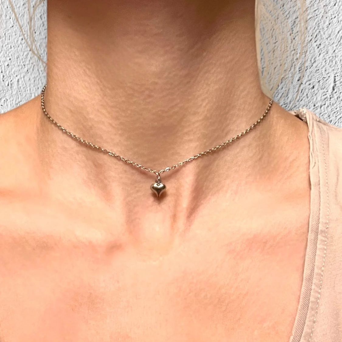 Choker Hjärta Halsband silver imitation  - 3