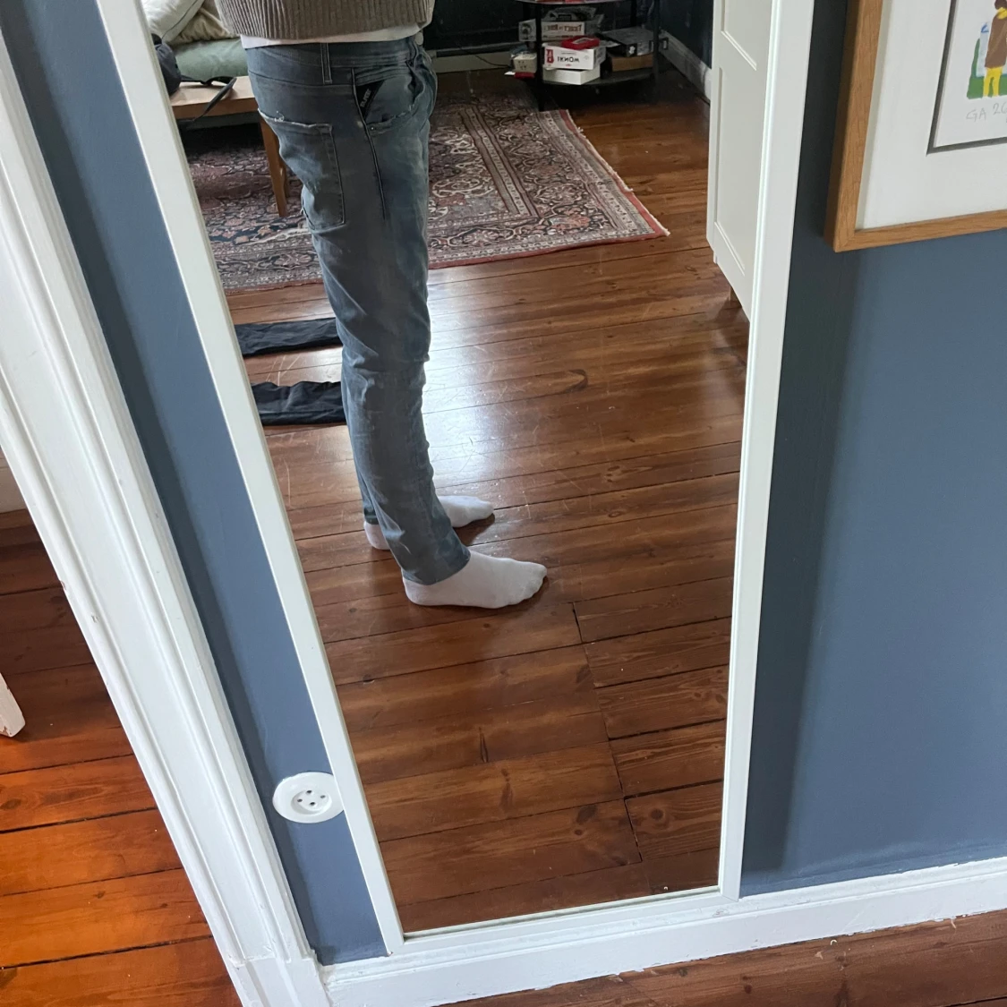 Blå slim fit jeans från replay  - 1