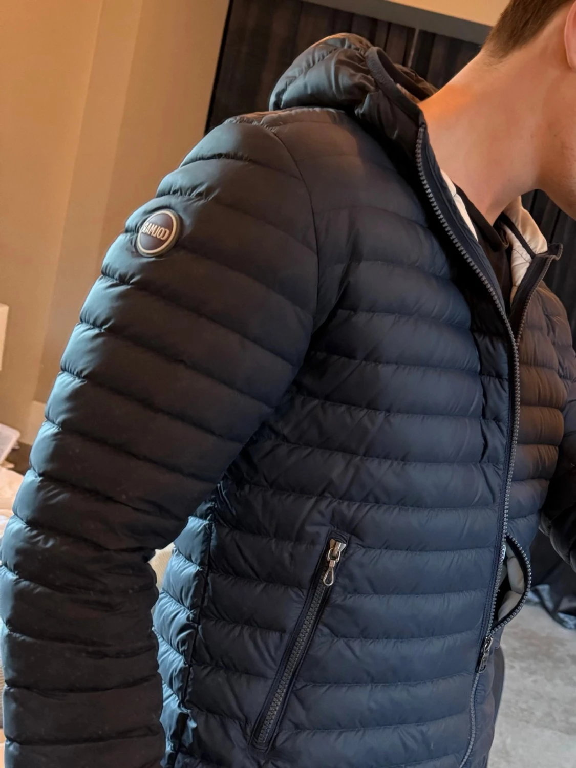 Mörkblå Colmar dunjacka med huva - 3