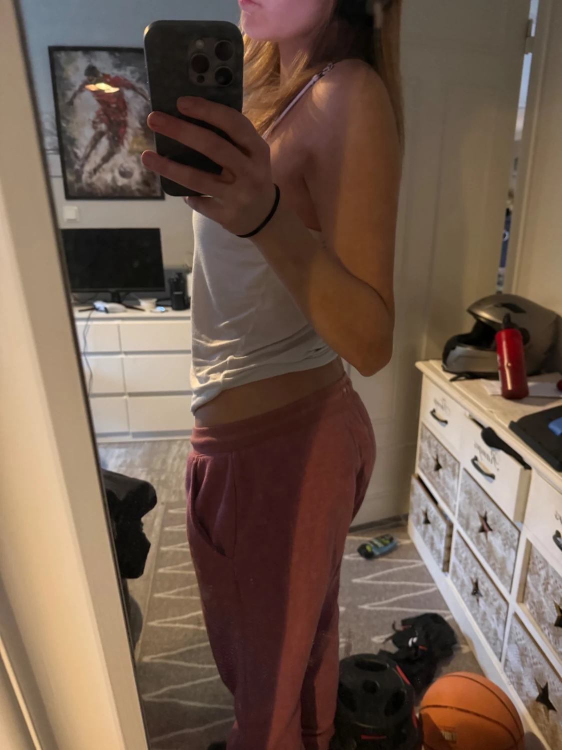 Rosa mjukisbyxor med snörning - 1