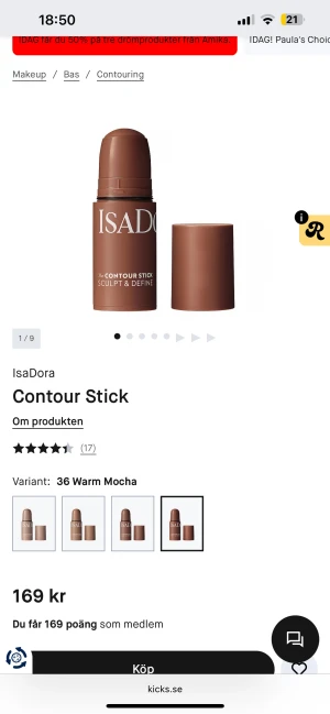IsaDora Contour Stick Warm Mocha - IsaDora Contour Stick i färgen 36 Warm Mocha. Praktisk stickform som gör det enkelt att skulptera och definiera ansiktet. Krämig konsistens som smälter in i huden och ger en naturlig finish. Perfekt för contouring och highlight. Färgen är en varm brun nyans.
