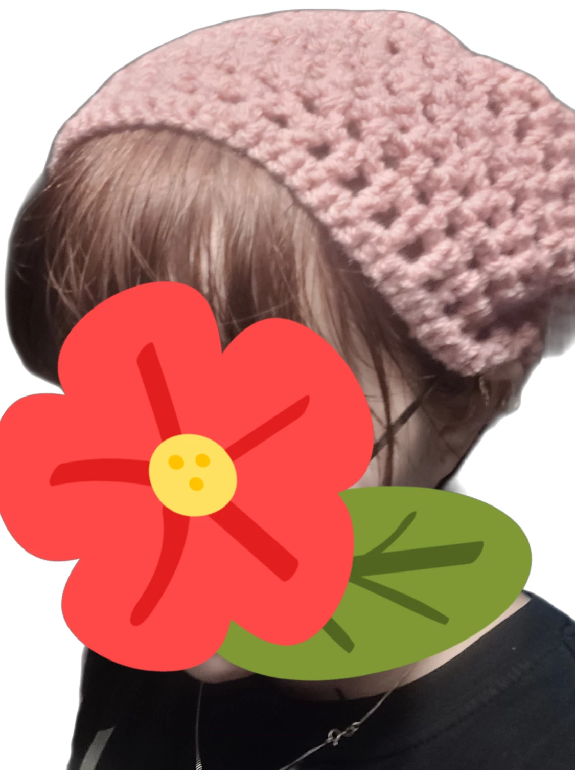 Handvirkad vit slouchy hårscarf - 4