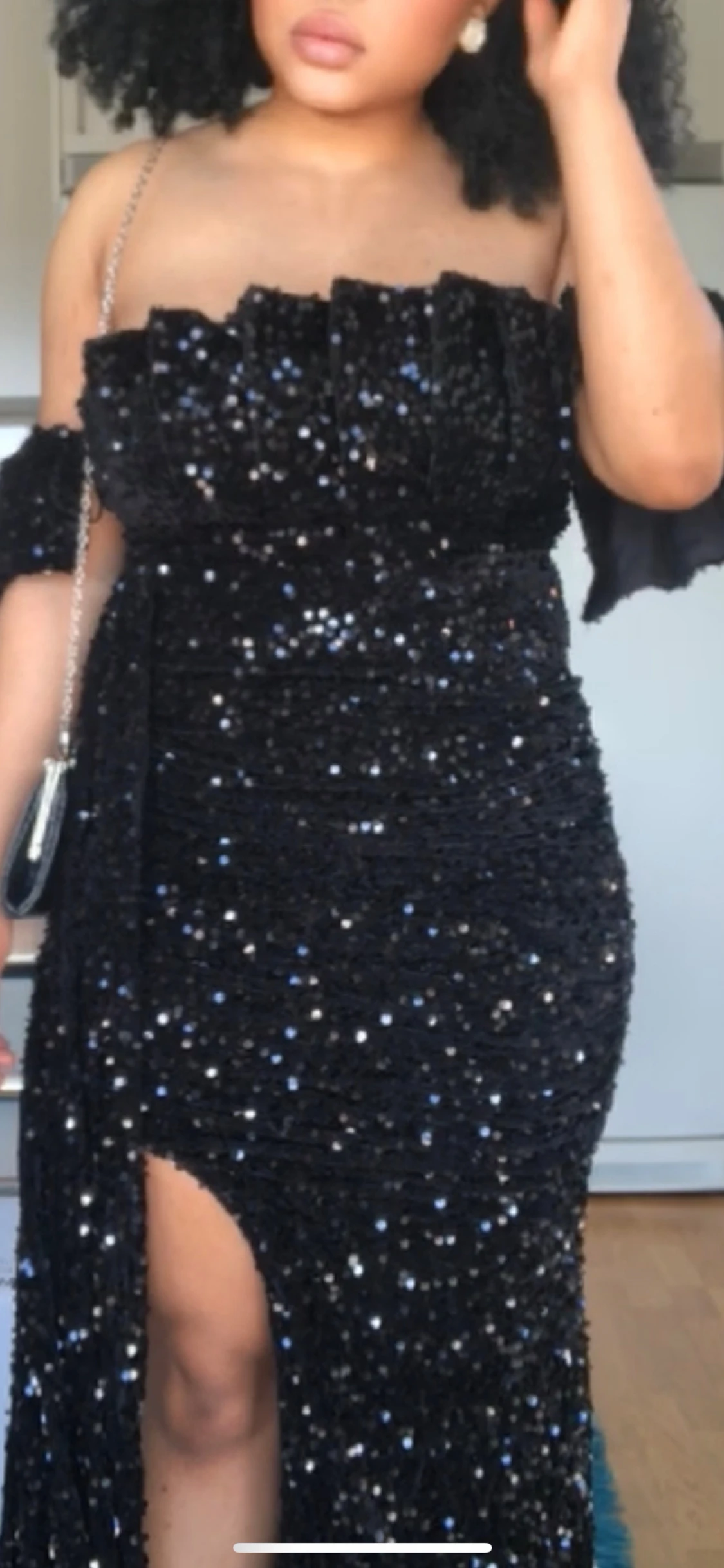 Glittrig svart fest klänning - 3
