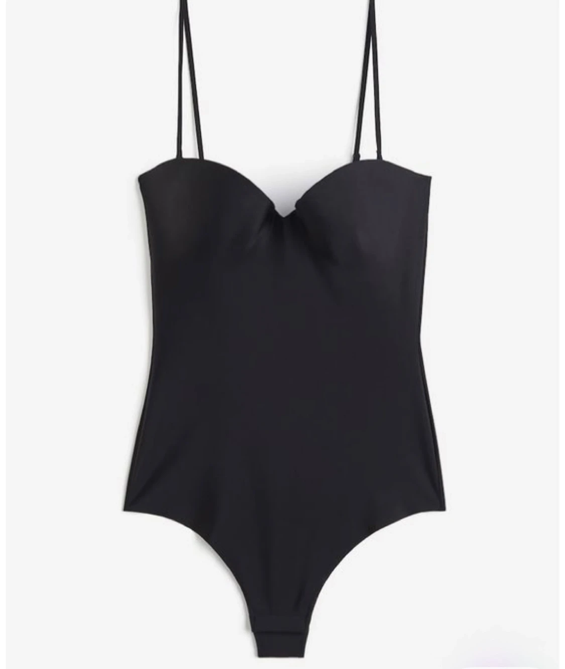 Svart bandeau baddräkt med smala axelband