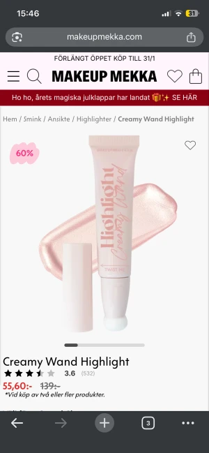 Highlighter i färgen Crystal Glow - Endast testad.