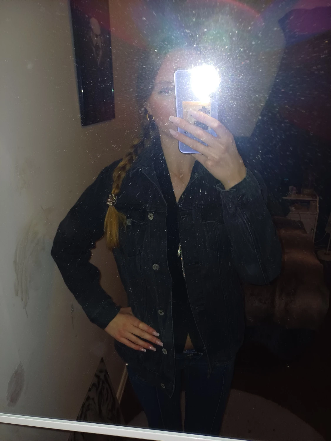 Svart jeansjacka med knappar - 1