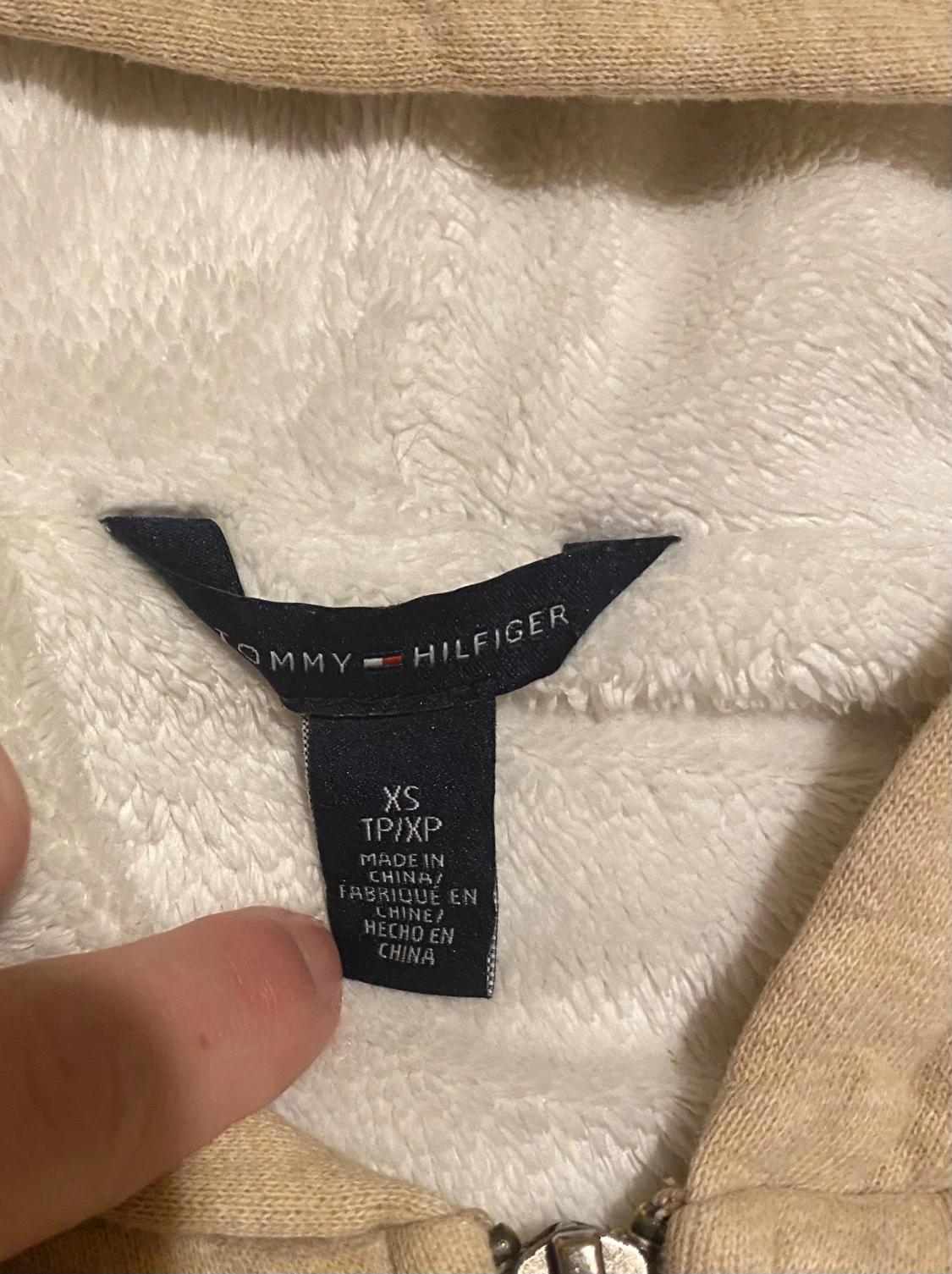 Beige fodrad zip hoodie från Tommy Hilfiger XS - 3