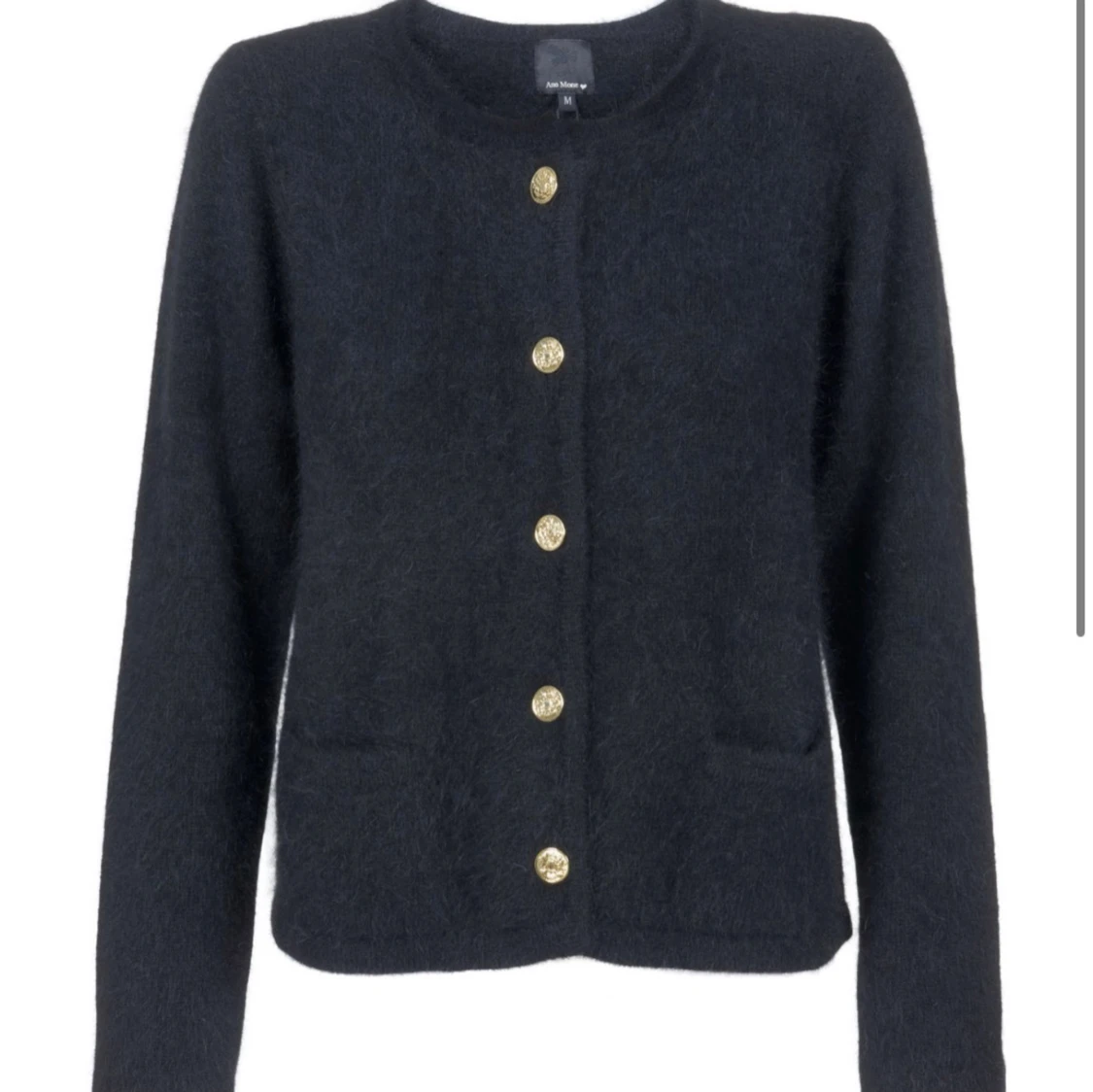 Svart mohair kofta med guldknappar - 2