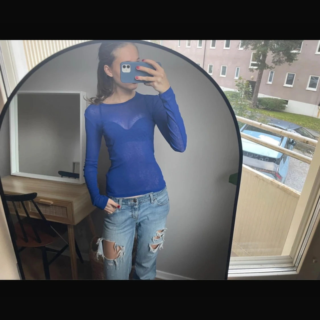 Blå långärmad topp från Monki - 1