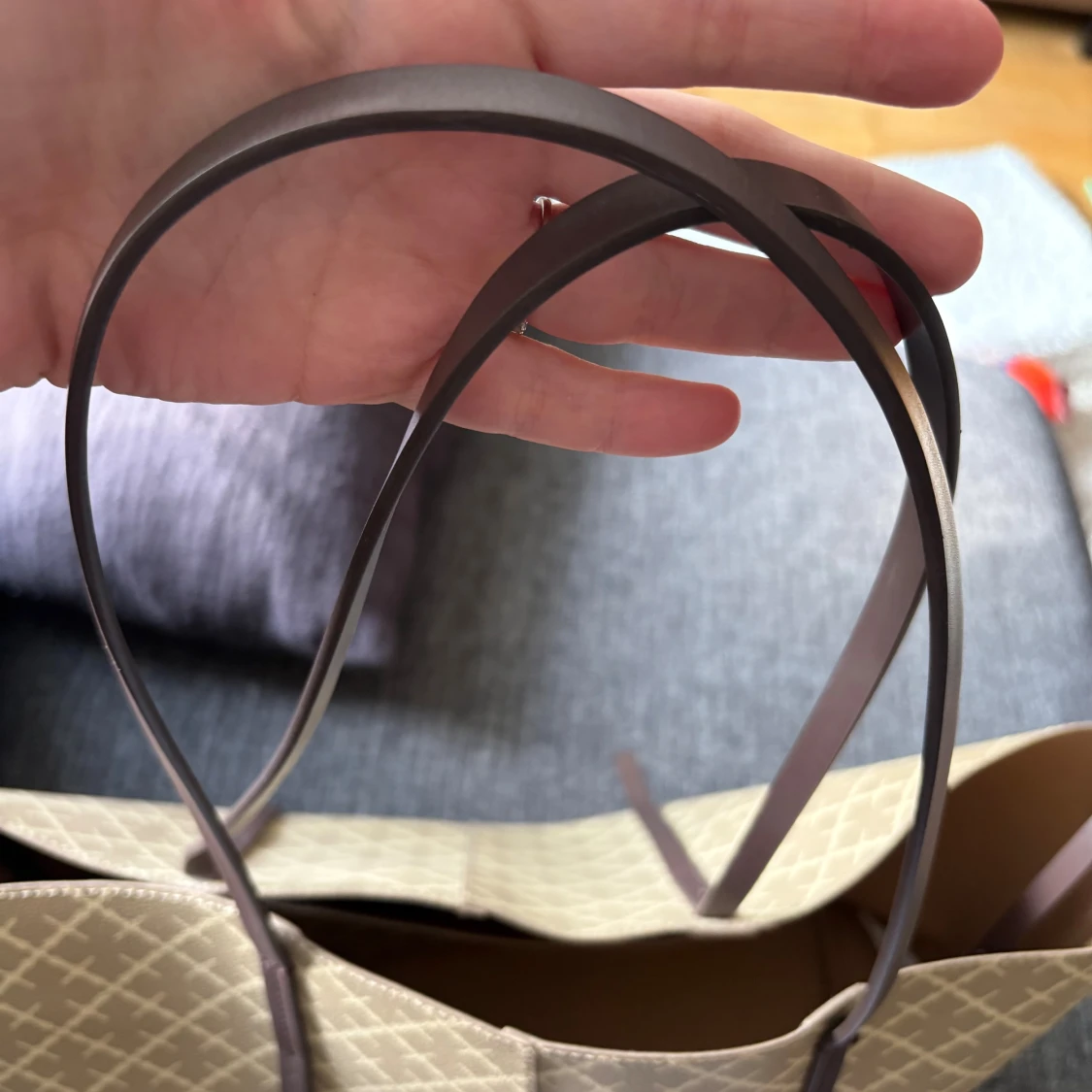 Beige shoppingväska med mönster - 4