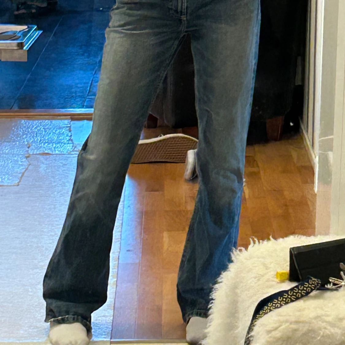 Blå baggy low waist bootcut jeans - 1