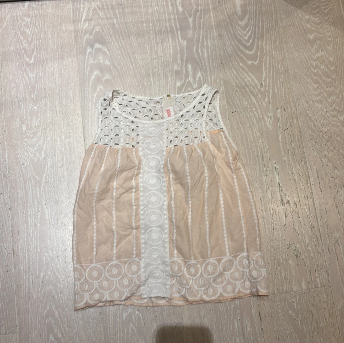 Vit och beige broderad linnetopp H&M - 1