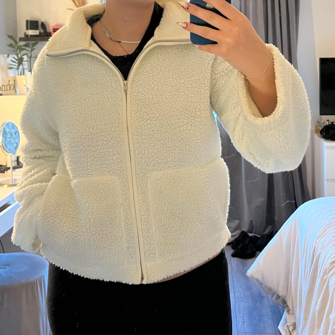 Vit Teddy jacka  - 1