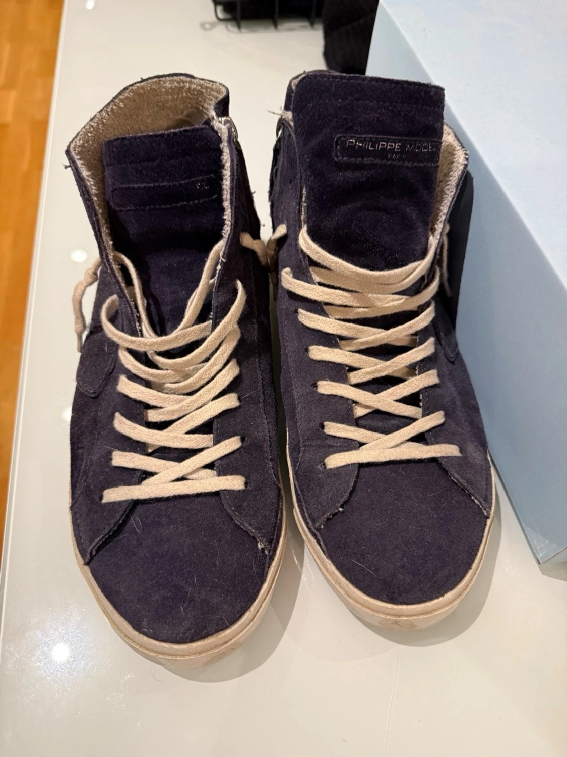 Philippe Model blå mocka high-top sneakers - 1