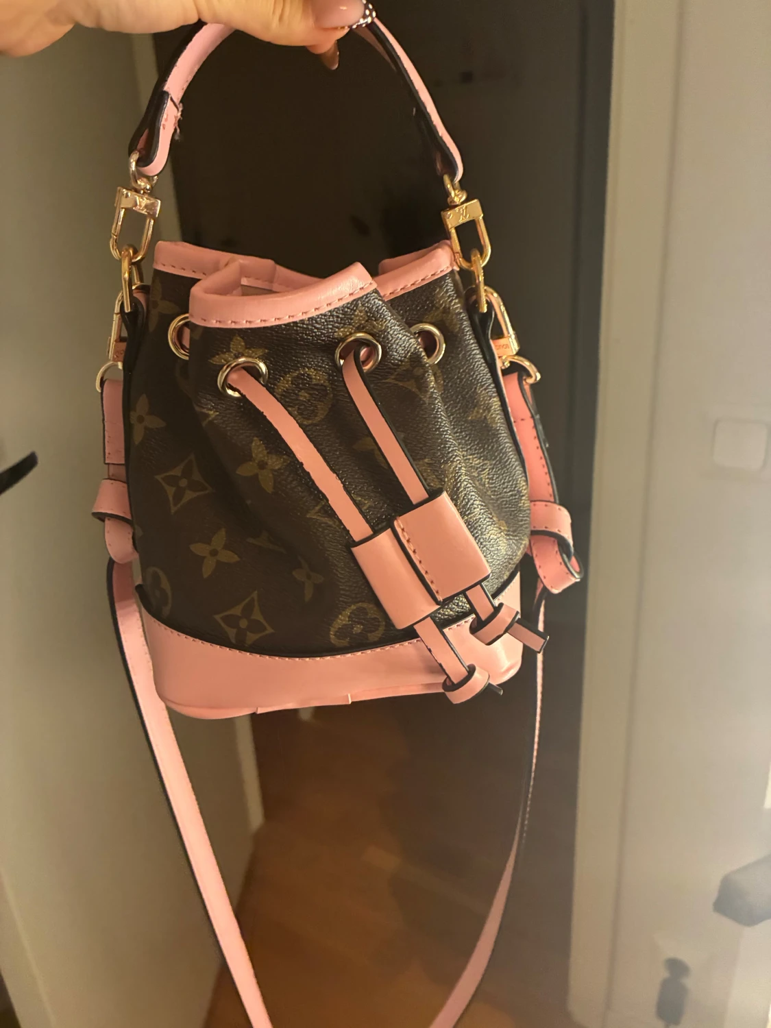 Rosa brun bucket  väska  - 3