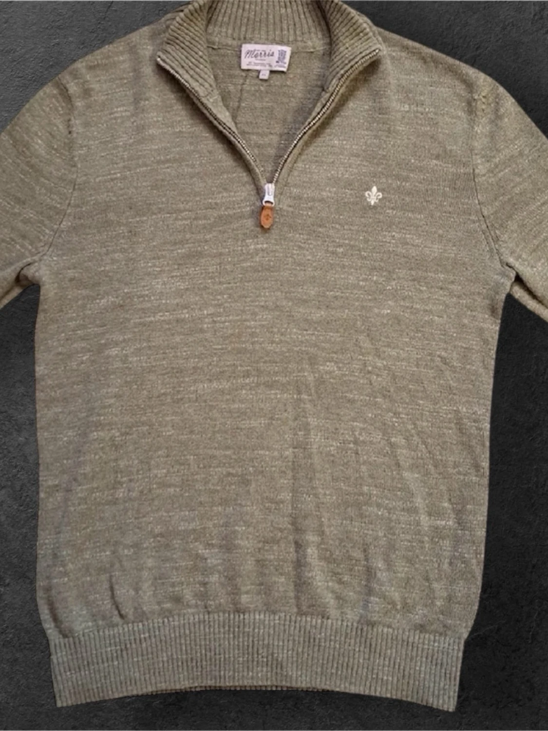 Olivgrön stickad half zip från Morris - 1