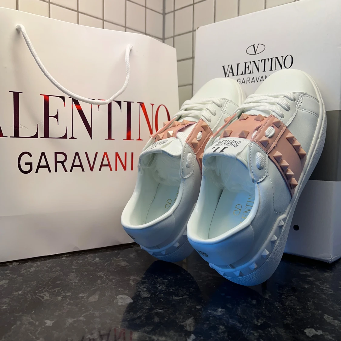 Valentino Rockstud Open sneakers vit/rosa - 4