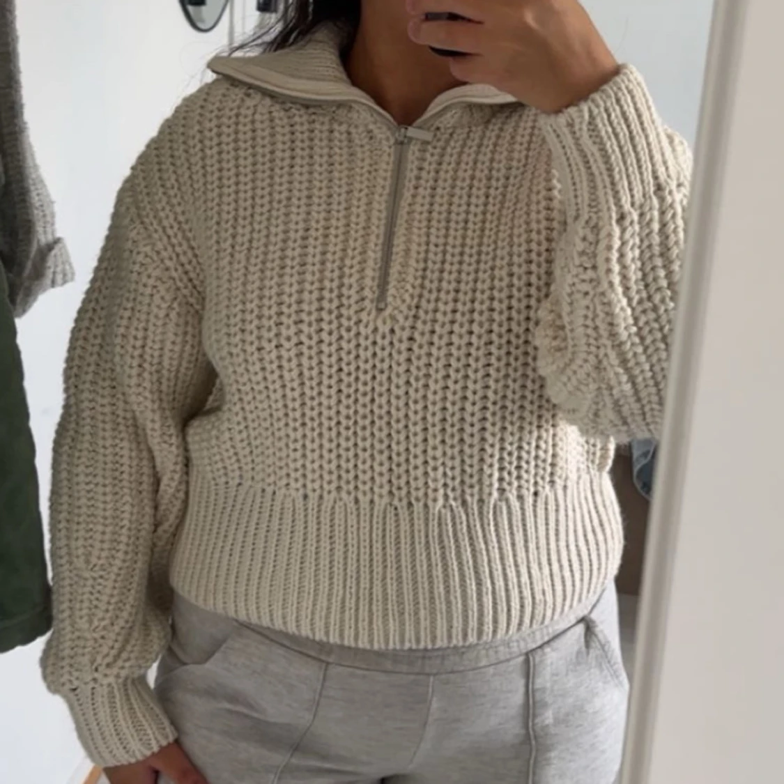 Stickad half zip tröja i två färger