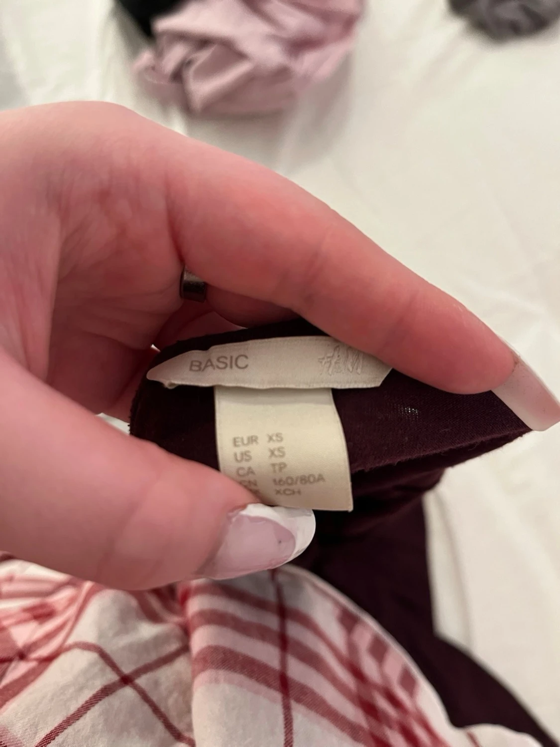 Vinröd långärmad topp H&M Basic XS - 1