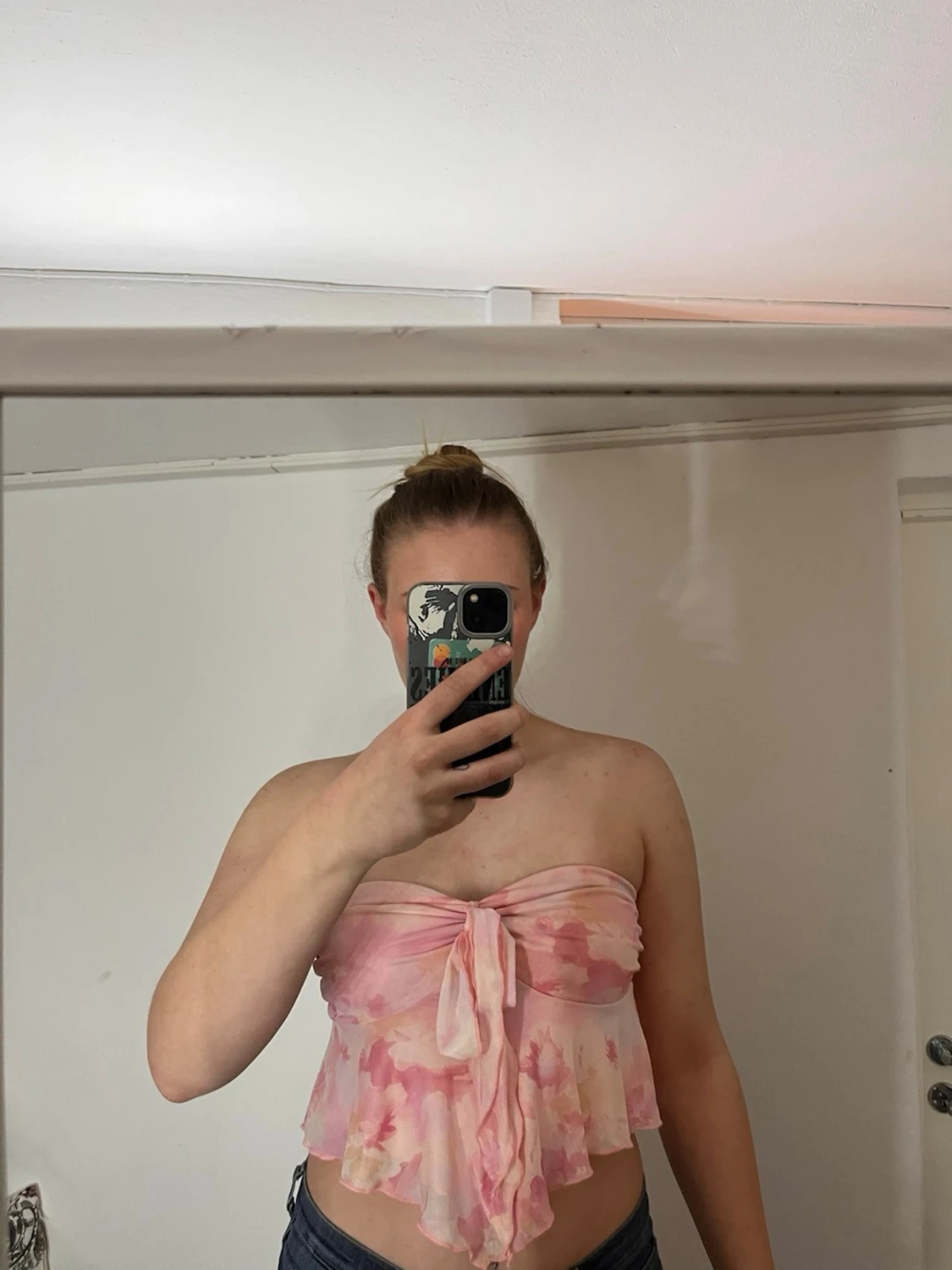 Rosa bandeau topp med knyt - 1