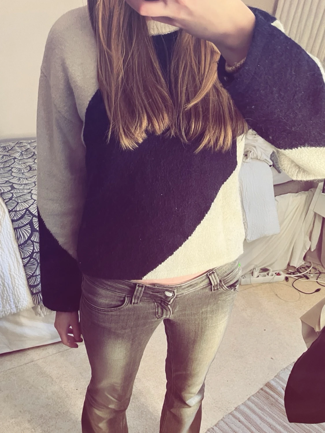 Mönstrad stickad tröja - 1