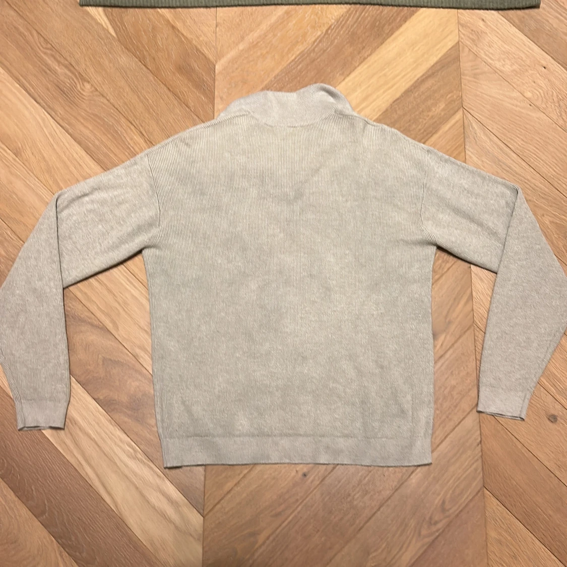 Stickad halv zip beige - 1