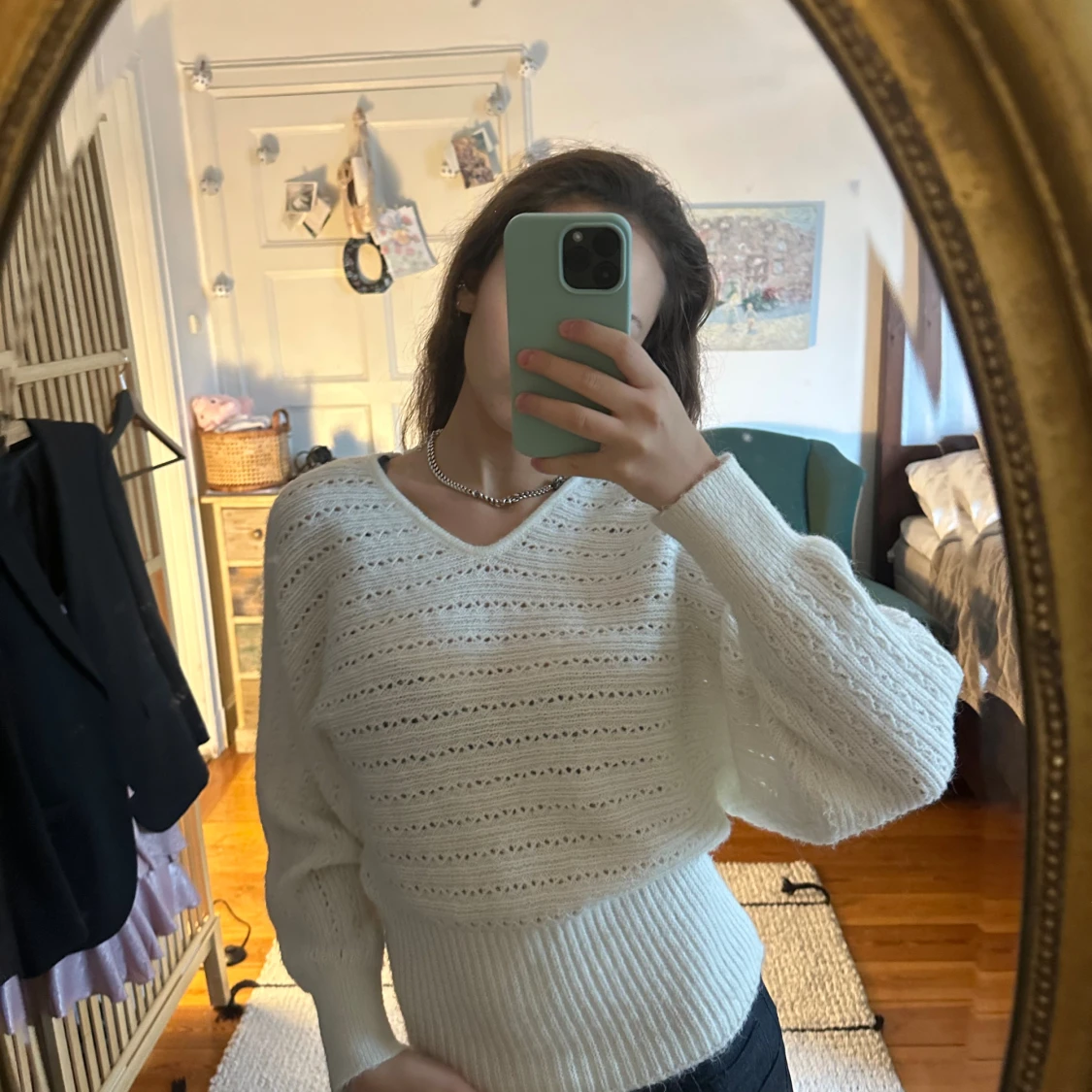 Vit stickad tröja från Zara - 2