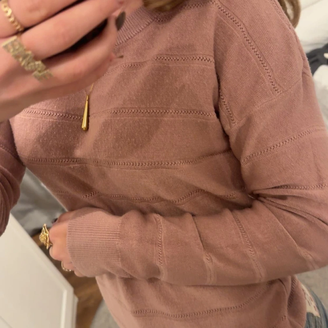 Rosa stickad tröja - 1