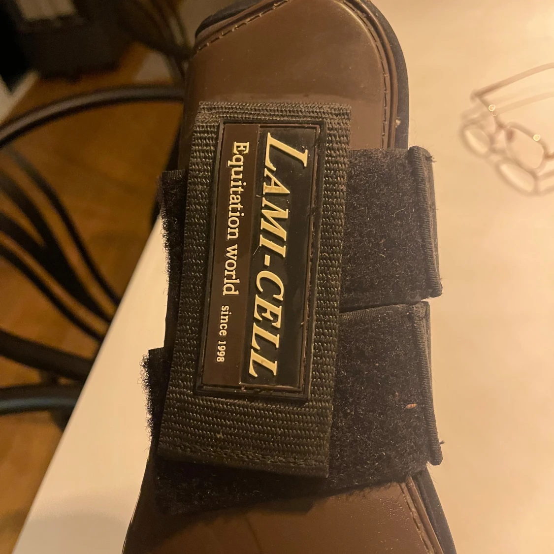 Bruna Lami-Cell ridstövlar med kardborre - 1