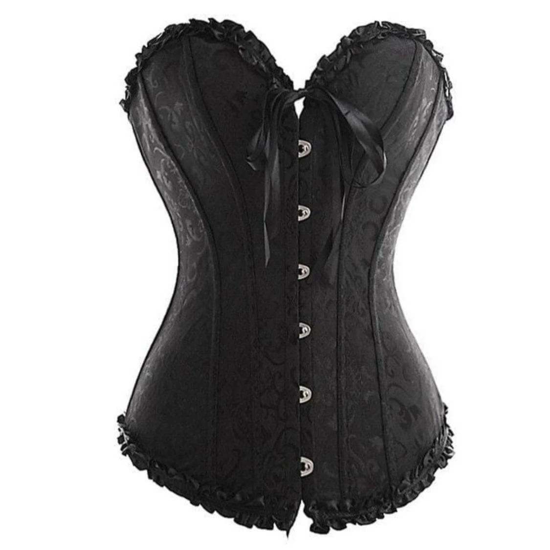 Svart korsett med snörning och spets