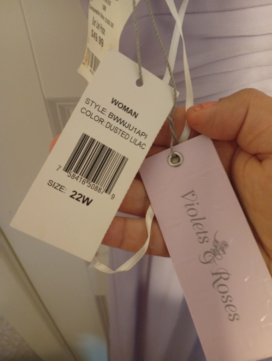 Ljuslila långklänning med pärlor - 4