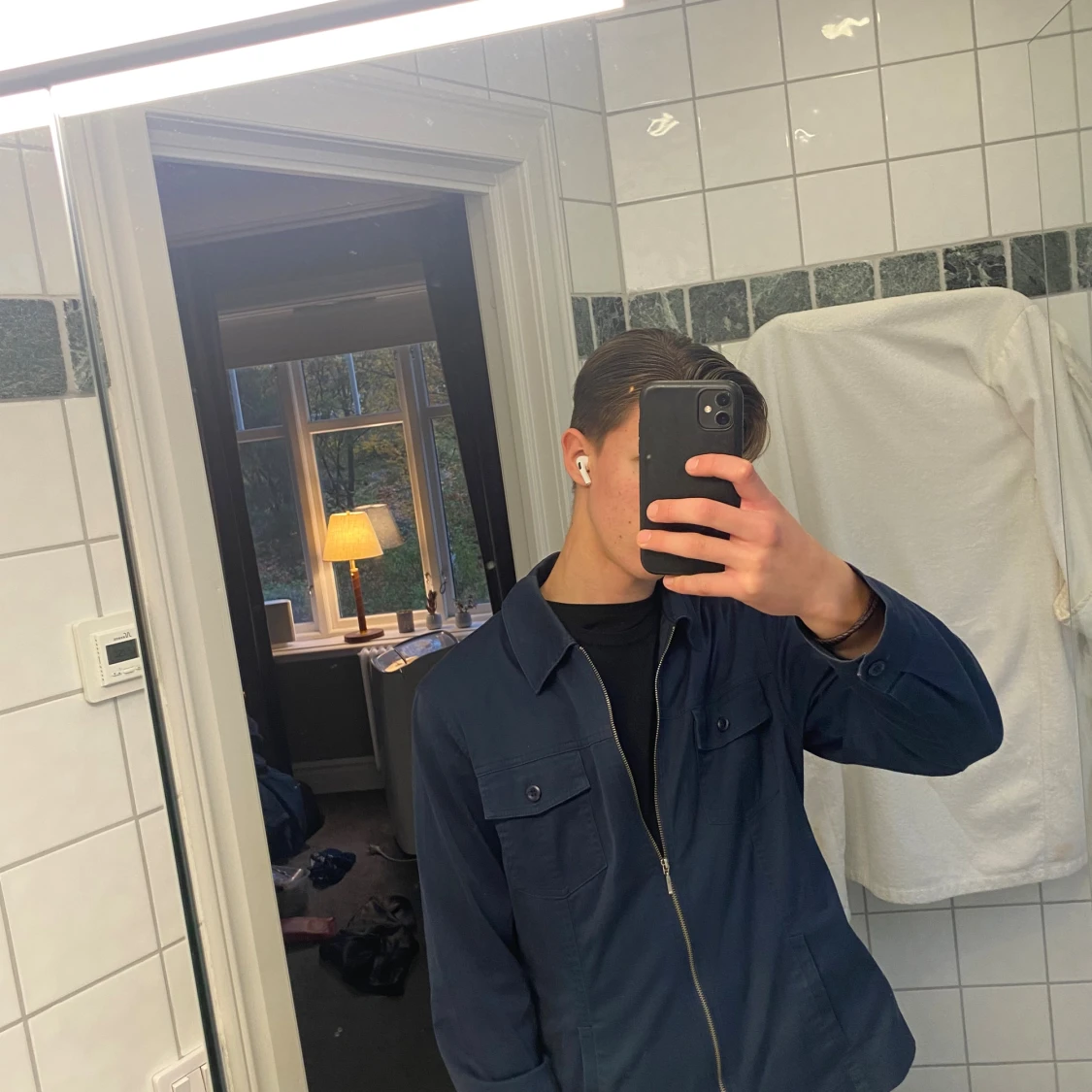 Mörkblå overshirt med dragkedja - 2