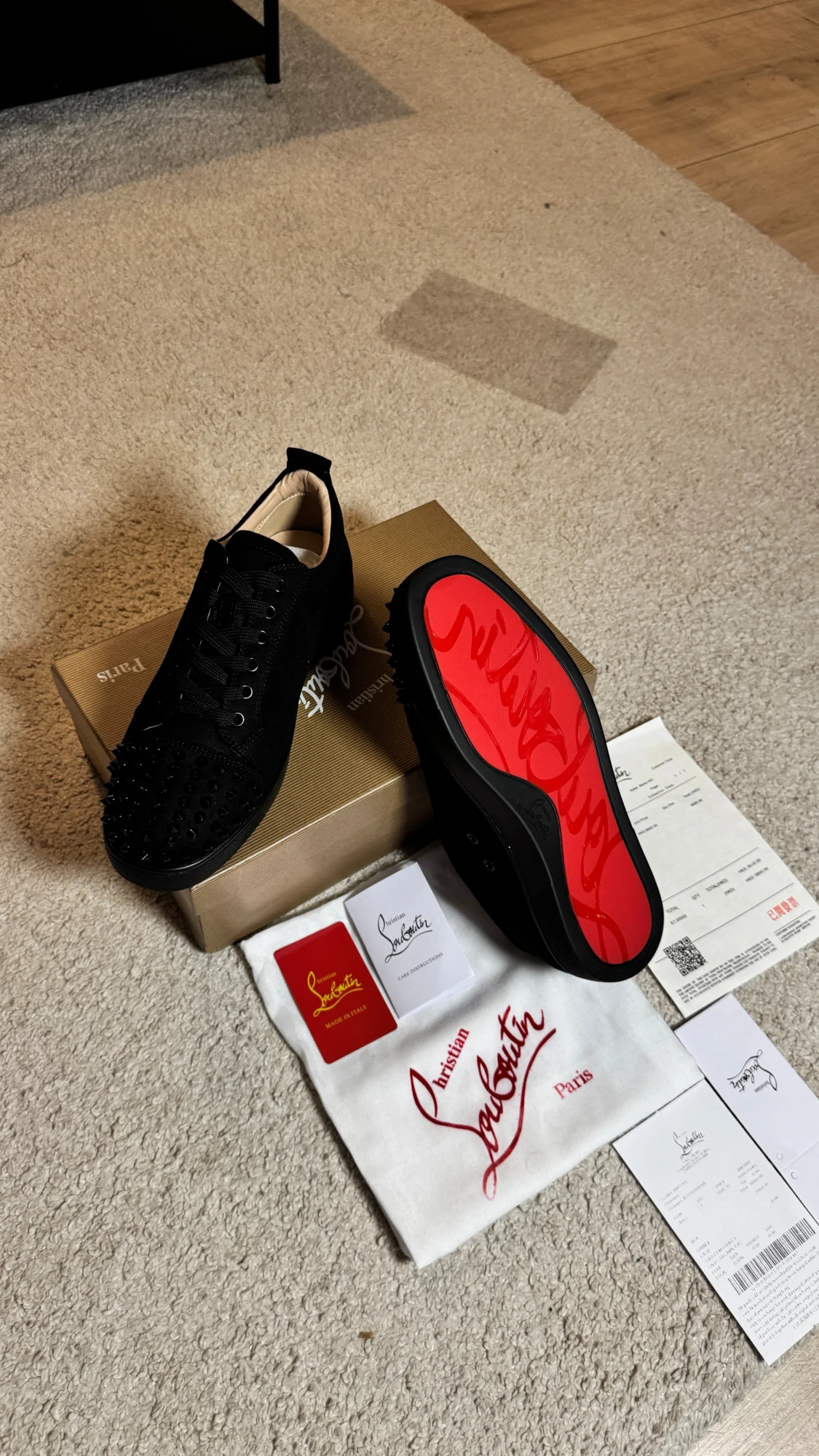 Christian Louboutin svarta sneakers med nitar - 3