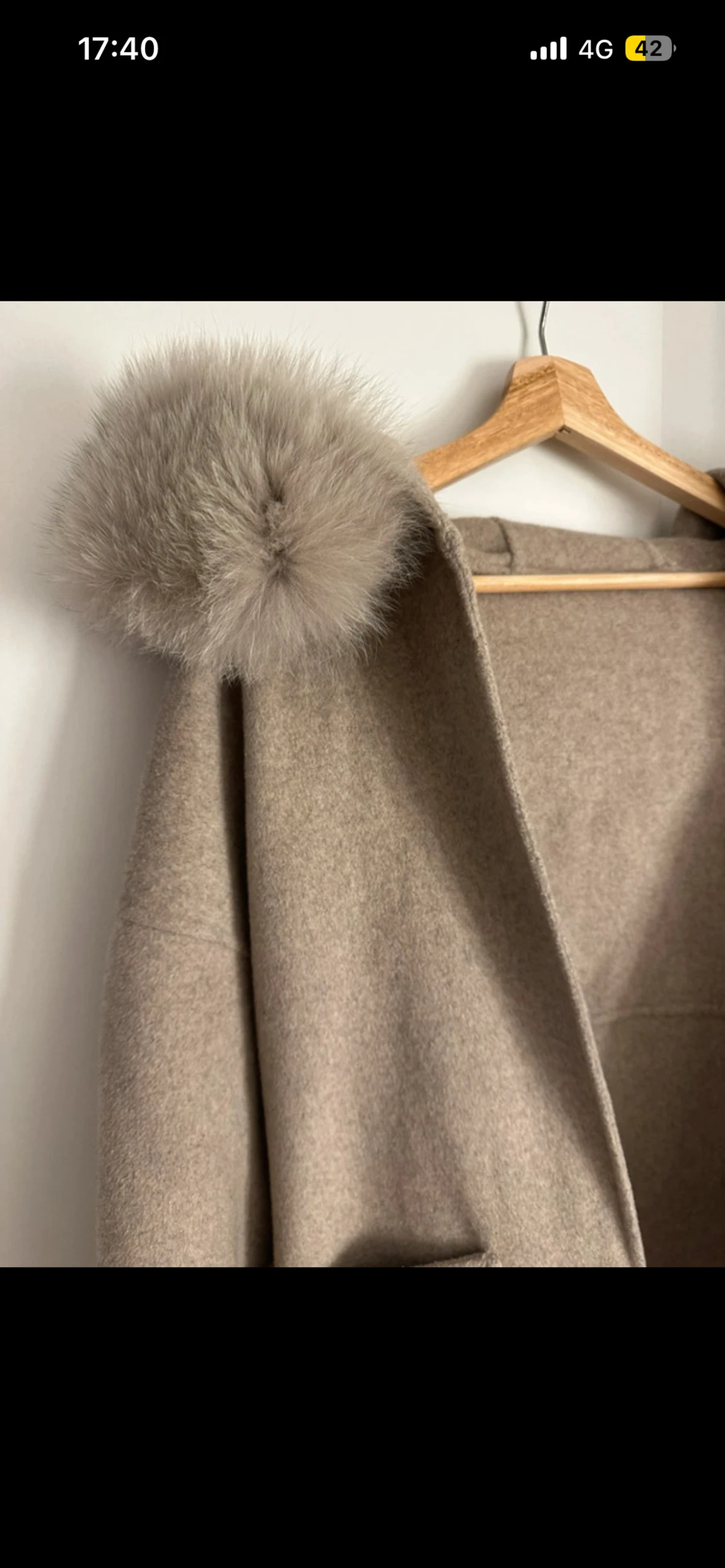 Beige kappa med pälsdetaljer XS - 2