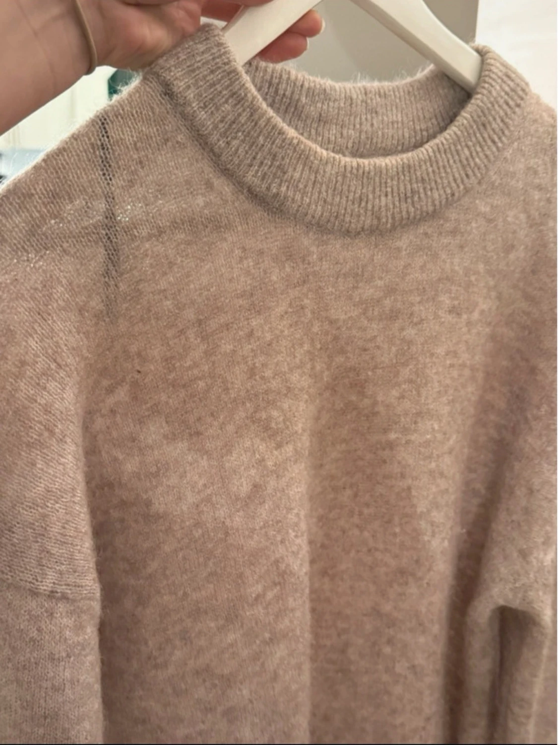 Beige stickad tröja i mohair/ull XS - 1
