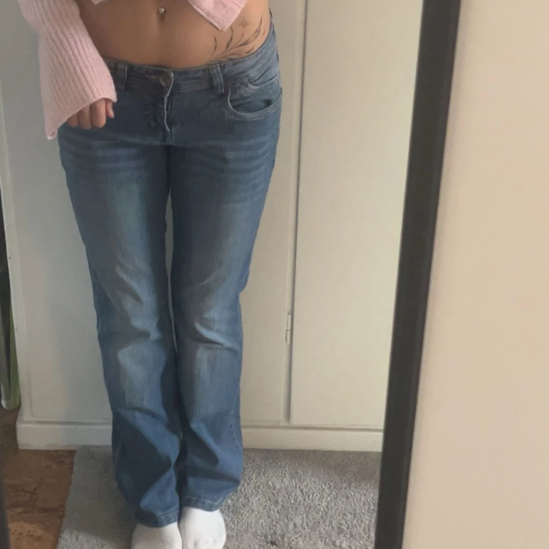 Blå raka jeans midwaist - 1