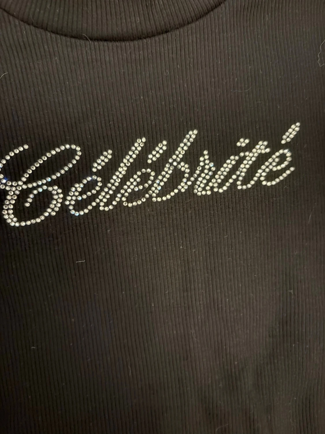 Svart croppad topp med strass från H&M - 1
