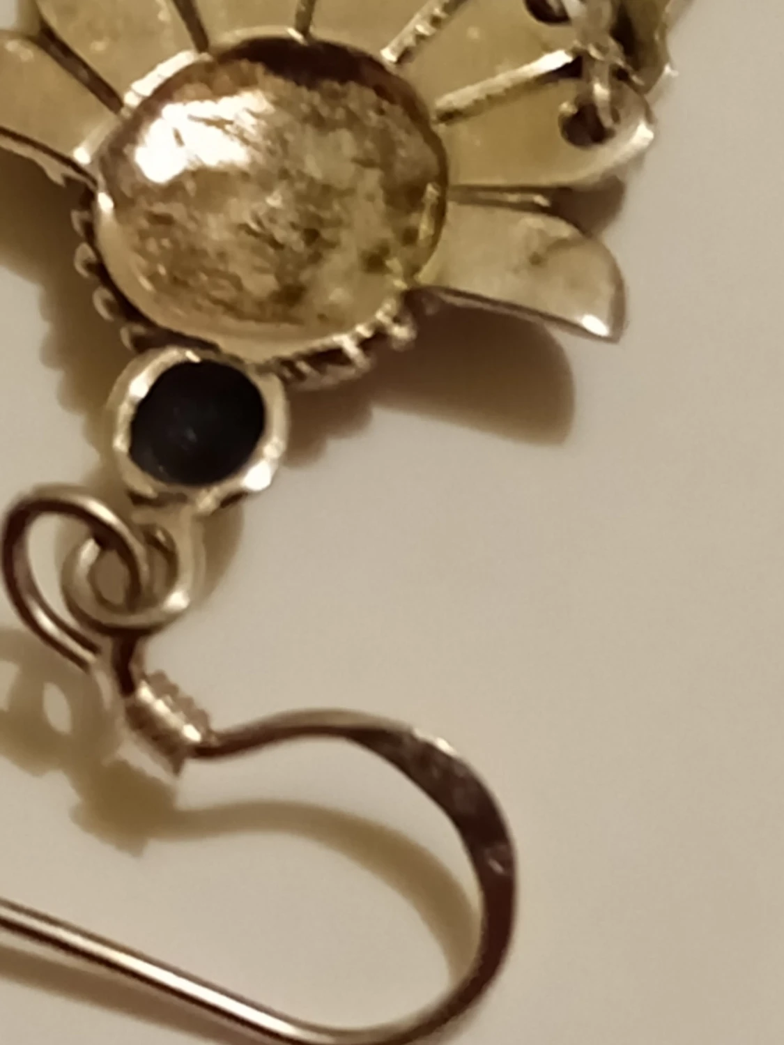 Vintage örhängen i silver 925 med hänge svart pärla  - 2