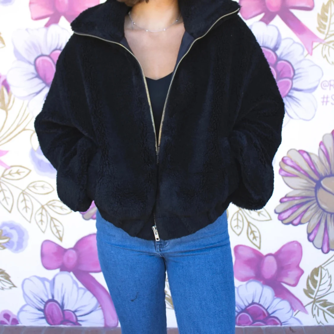 Svart teddyjacka med dragkedja - 2