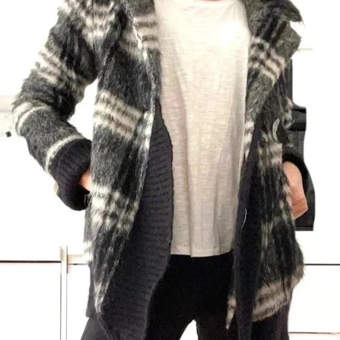 Mohair-hårig jacka med paljetter S - 1