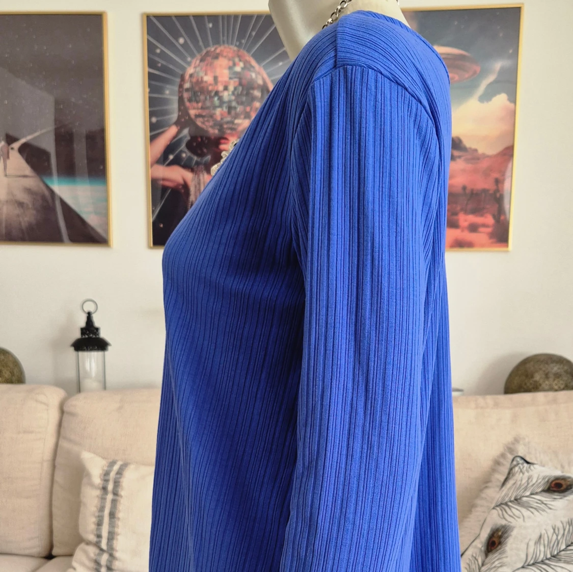 Lång blå långärmad topp * stl M * Monki - 3