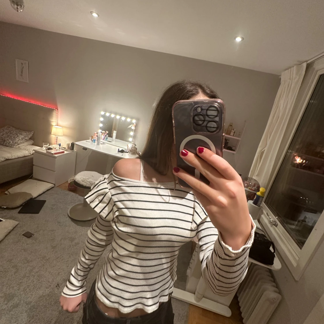 Randig ribbad topp med volang från Zara - 1