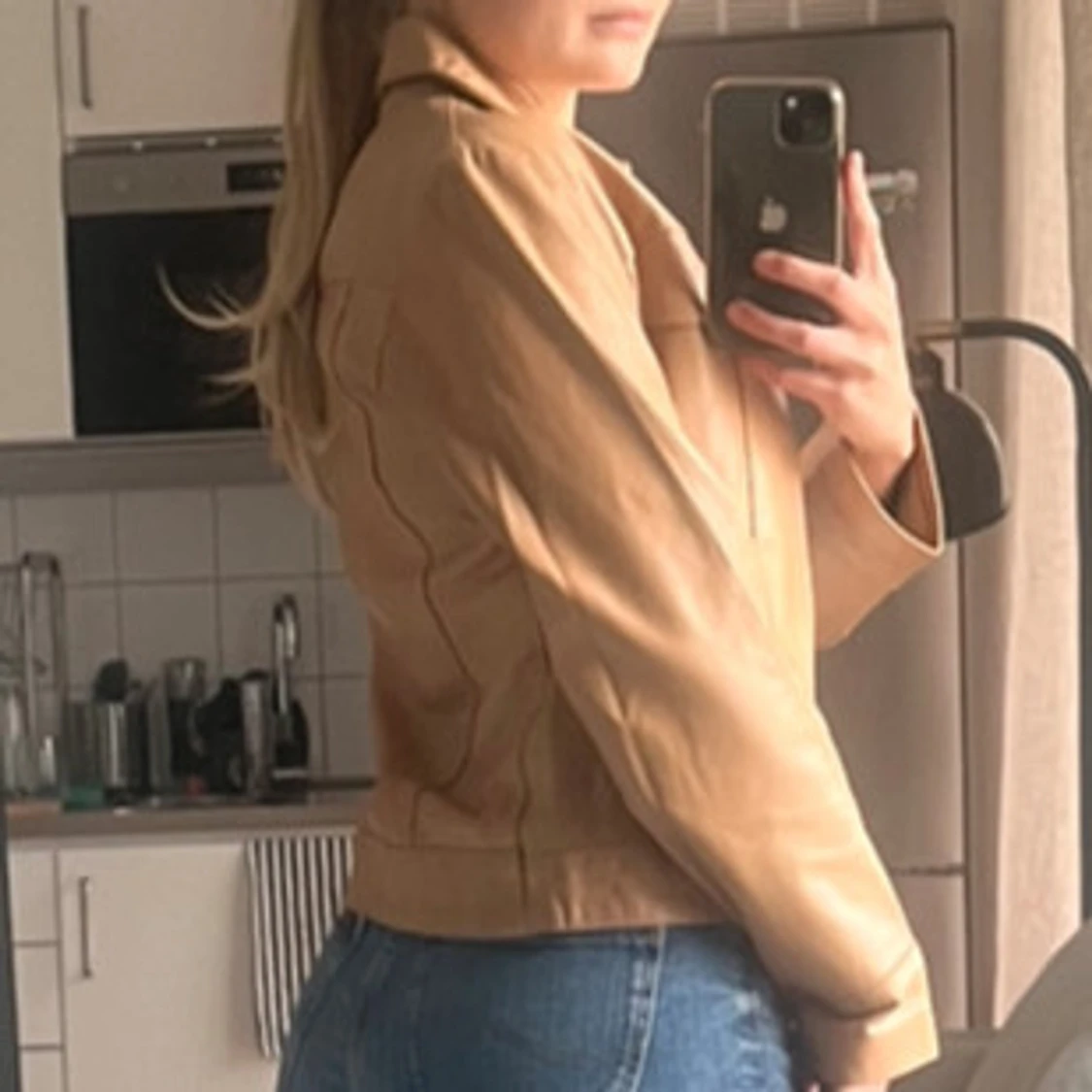 Ljusbrun skinnjacka  - 4