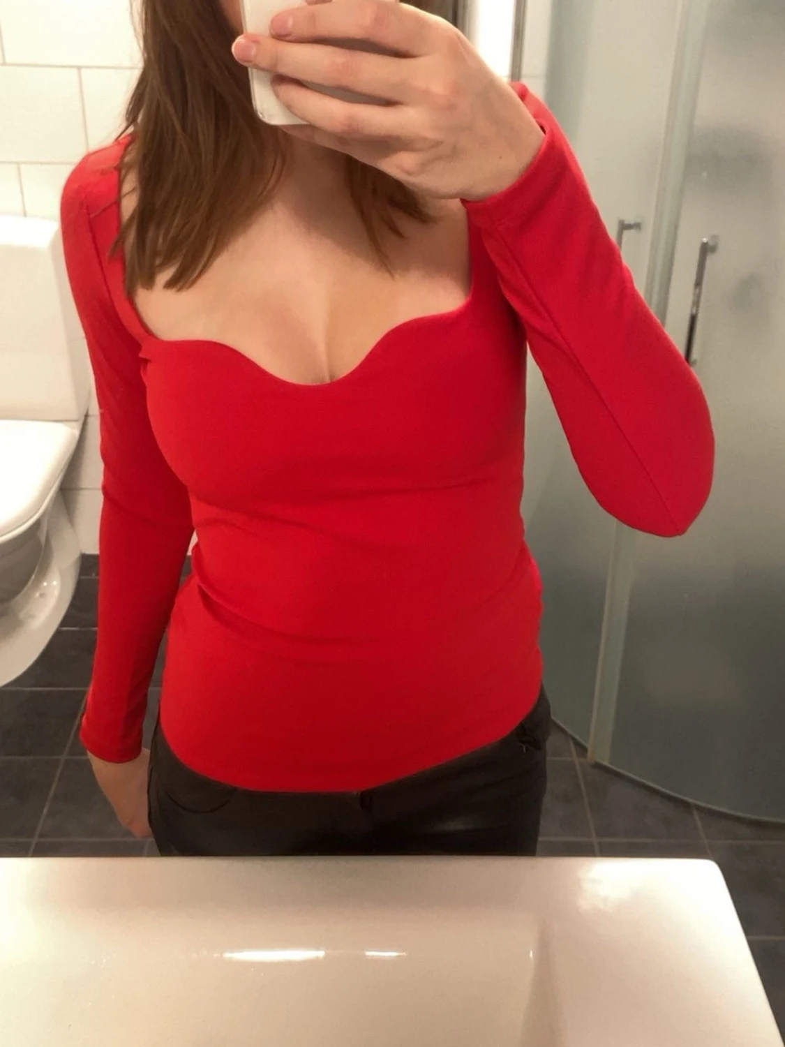 Röd långärmad topp från HM